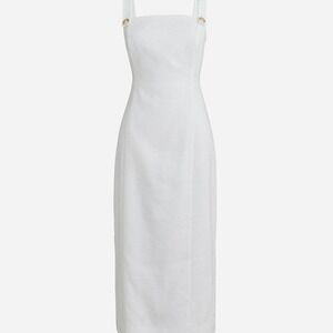 J.Crew Stretch Linen Blend Sheath Dress White Gold Button Strap small